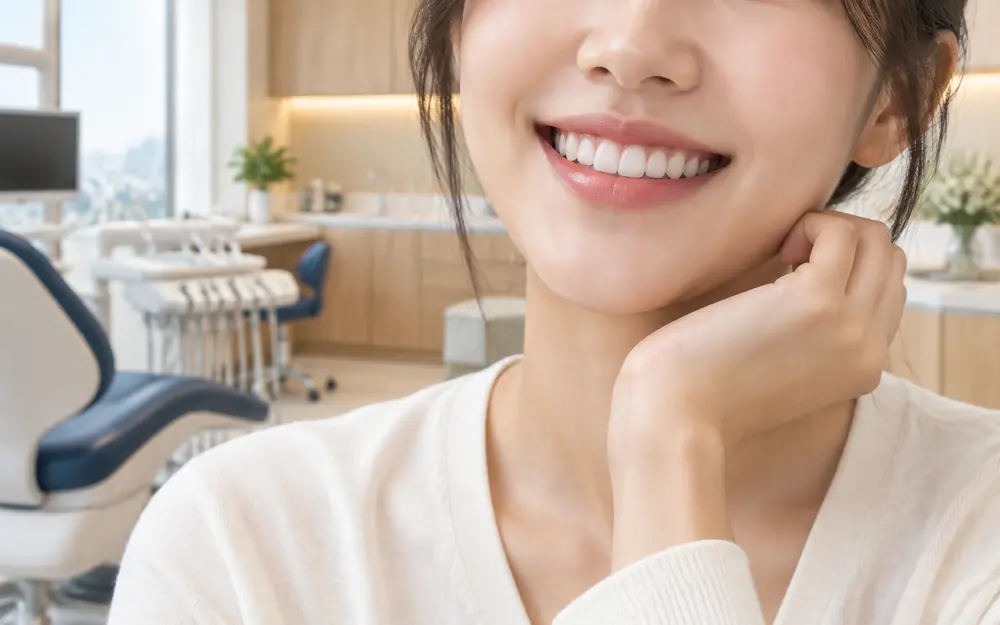 가지런한 치아로 웃는 모습